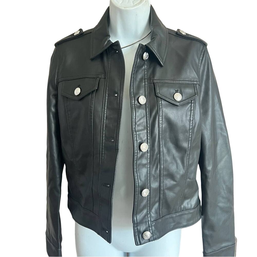 Calvin Klein Vegan Faux Leather Moto Jacket NEW Women’s XS - Picture 1 of 9